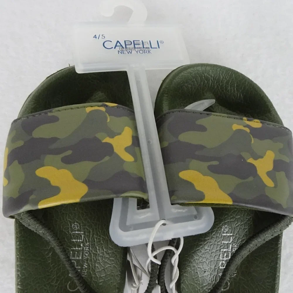 Capelli Camo Shoe Slides Sandals Slip On Green Size 4 -5 Boys Strap Pool Beach